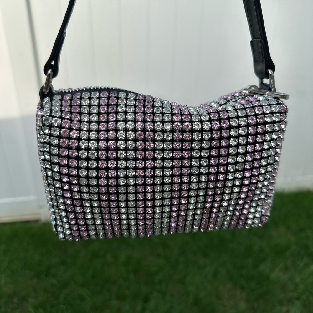 Crystal Embellished Black Shoulder Bag